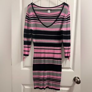 Pink Grey and Black Sweater Dress